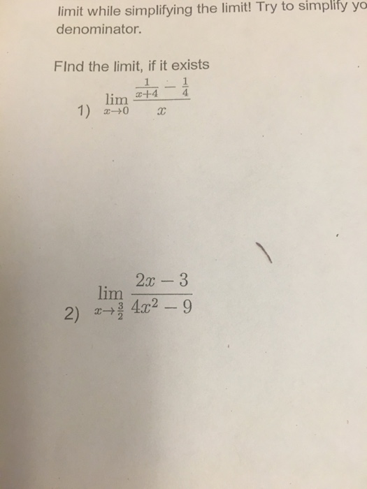 Solved Find The Limit If It Exists Limx Rightarrow 0 1x 2761