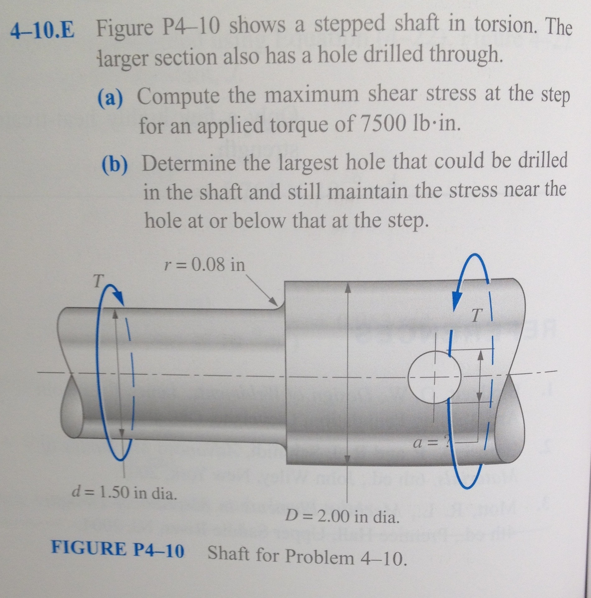 Solved Shows A Stepped Shaft In Torsion The Larger Section