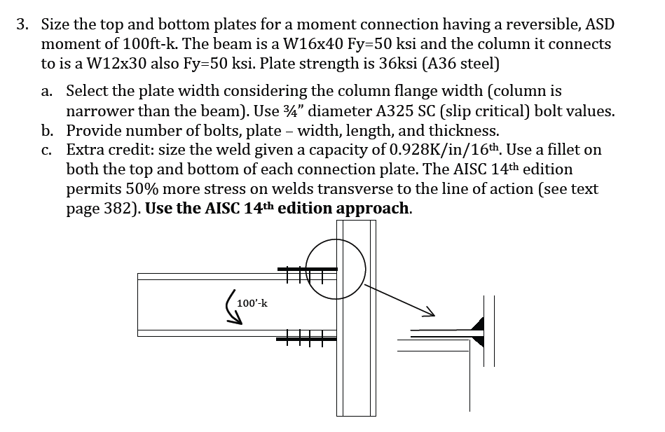 Size the top and bottom plates for a moment