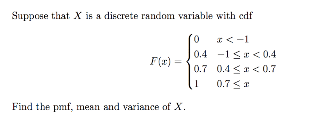 Solved Suppose that X is a discrete random variable with cdf | Chegg.com