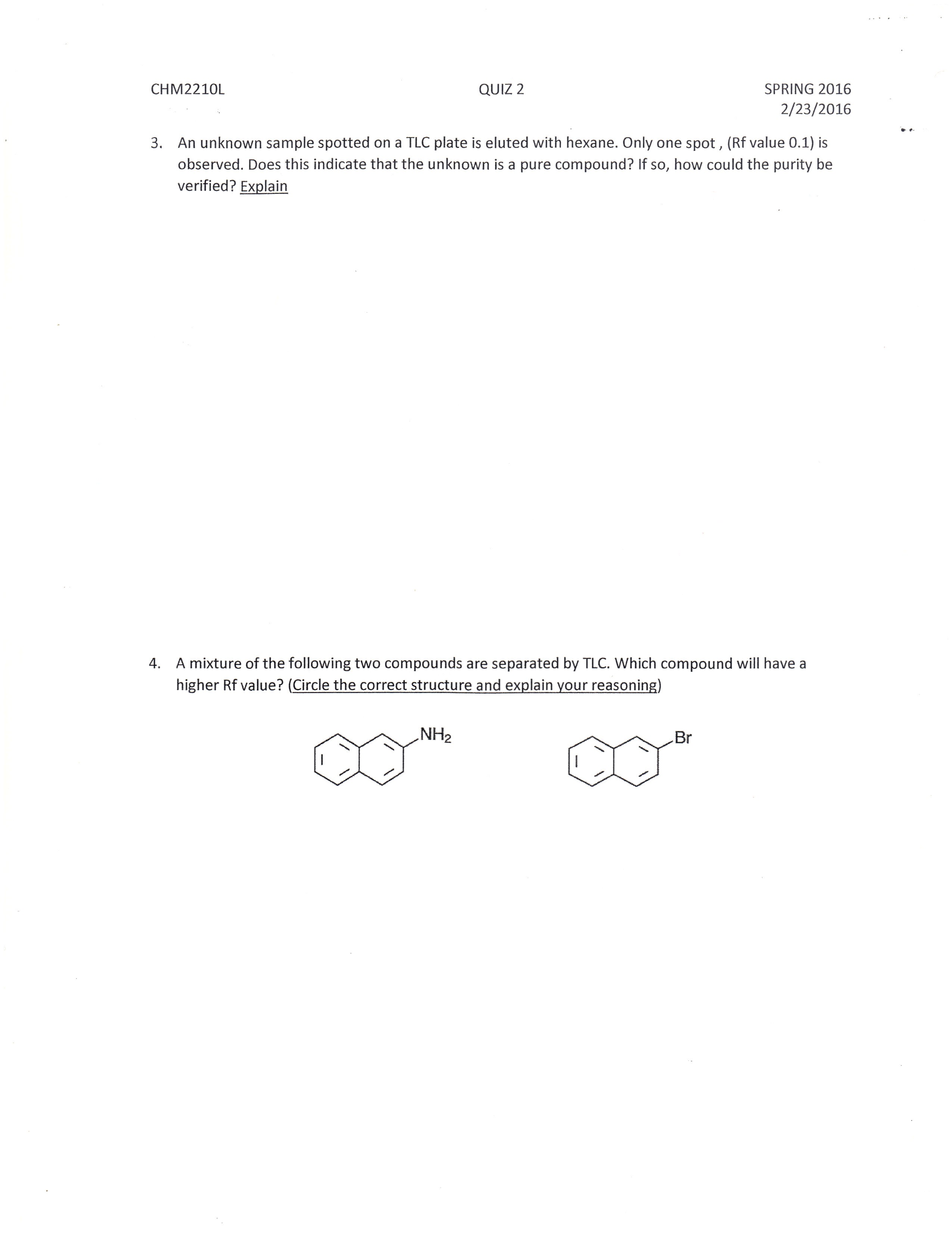 Solved An unknown sample spotted on a TLC plate is eluted | Chegg.com