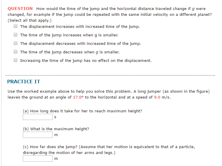 Solved How would the time of the jump and the horizontal Chegg