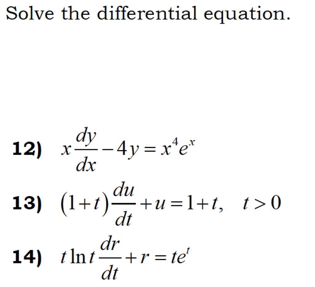 Solved Solve The Differential Equation. X Dy/dx - 4y = X^4 | Chegg.com