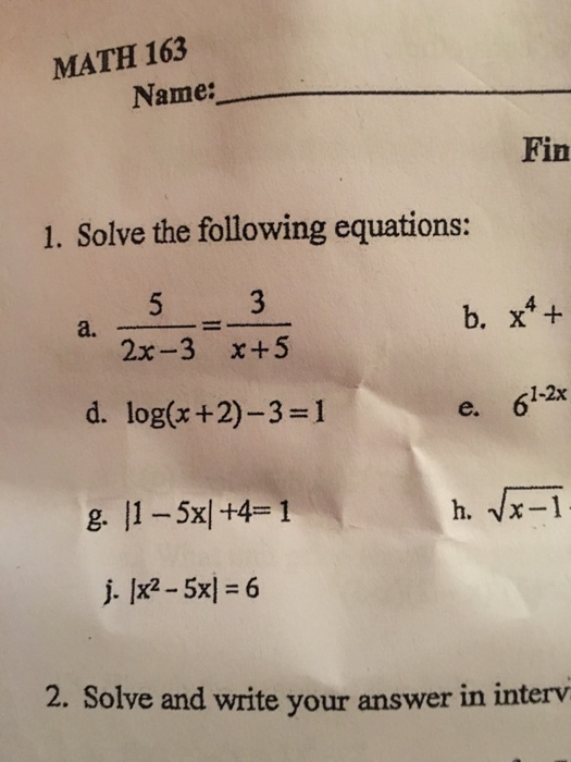 solved-solve-the-following-equations-5-2x-3-3-x-5-chegg