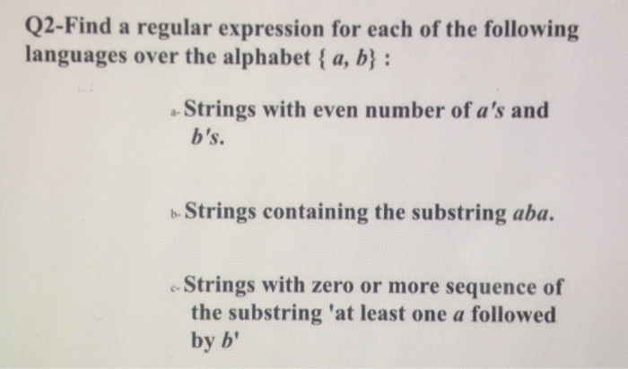 Solved Find A Regular Expression For Each Of The Following | Chegg.com