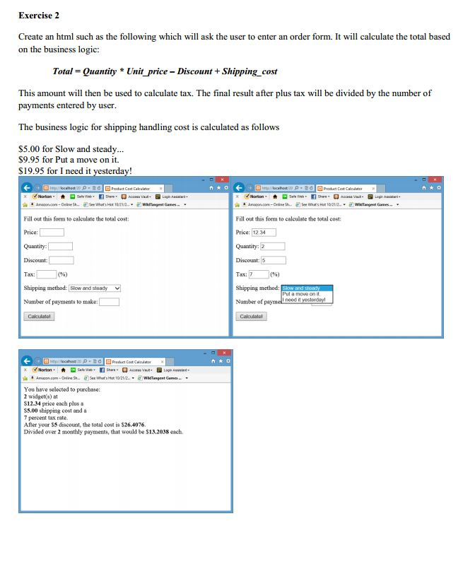 Exercise 1 Create a web form such as the following | Chegg.com