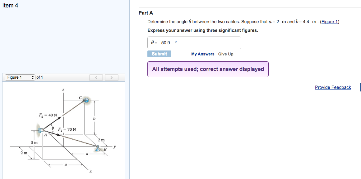 Solved Determine the angle theta between the two cables. | Chegg.com