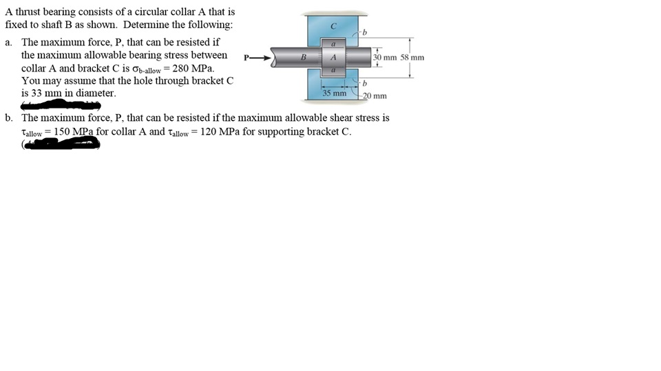 Solved A thrust bearing consists of a circular collar A that