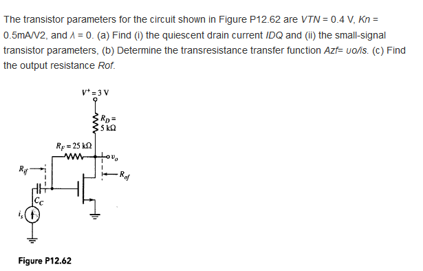 Solved The transistor parameters for the circuit shown in | Chegg.com