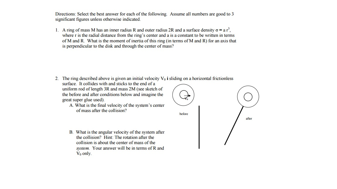 Solved Directions: Select The Best Answer For Each Of The | Chegg.com