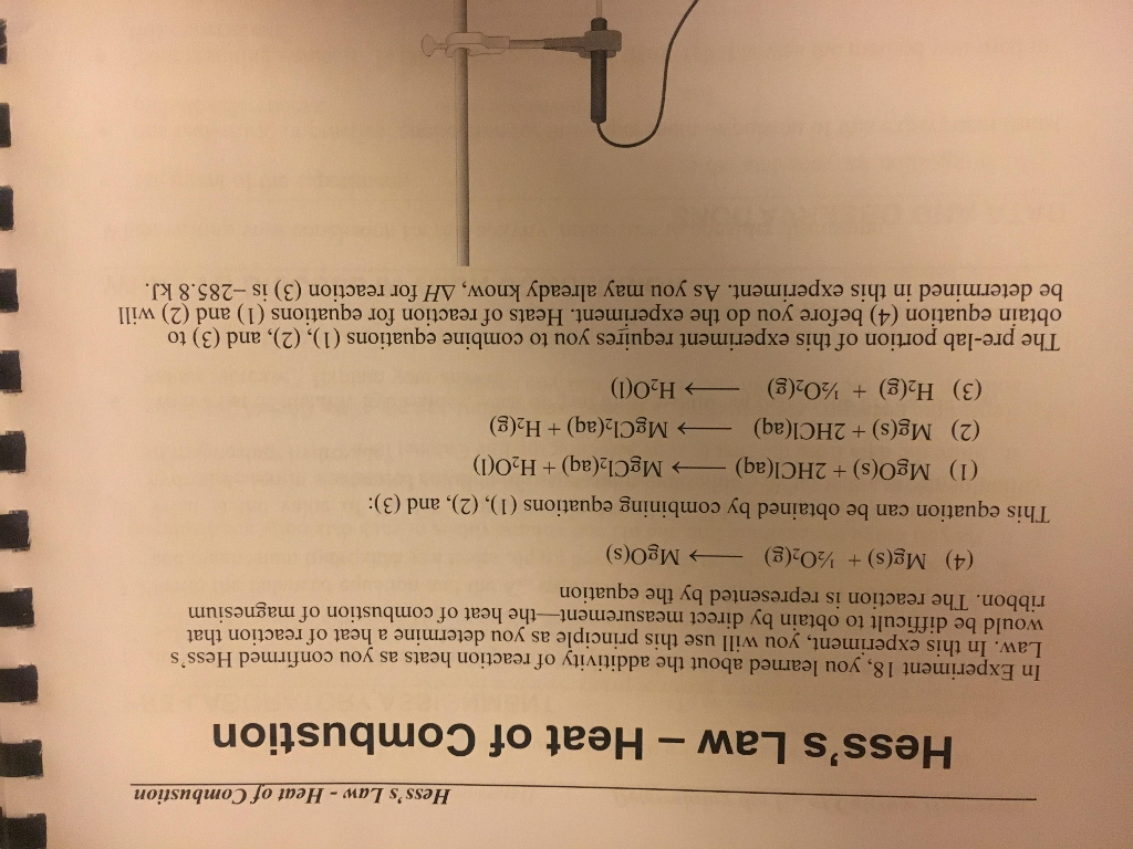 Solved Hess's Law-Heat of Combustion Hess's Law- Heat of | Chegg.com