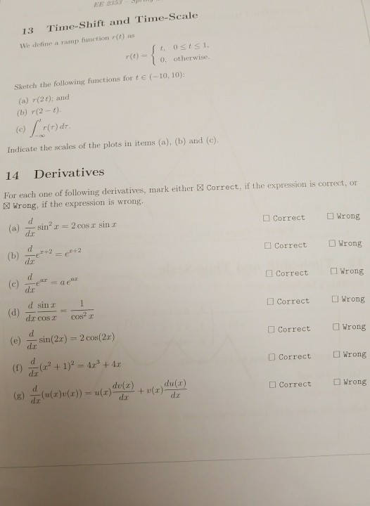 Solved 2953- 13 Time-Shift and Time-Scale We define a ramp | Chegg.com