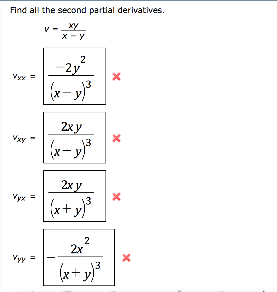 solved-find-the-second-partial-derivatives-v-xy-x-y-chegg