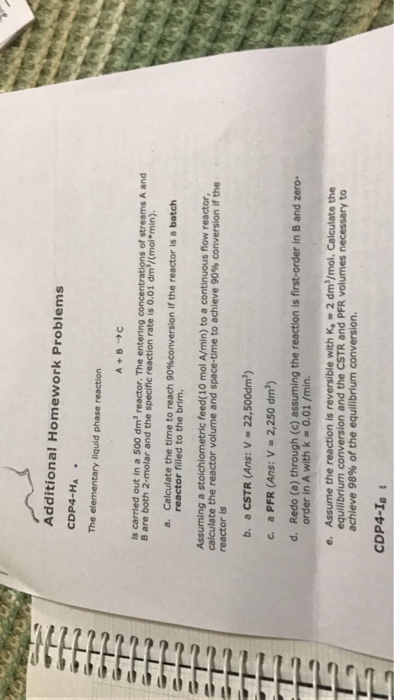 Solved The elementary liquid phase reaction A + B | Chegg.com