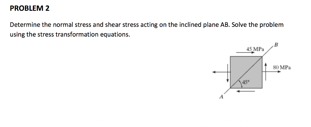 Solved Determine the normal stress and shear stress acting | Chegg.com