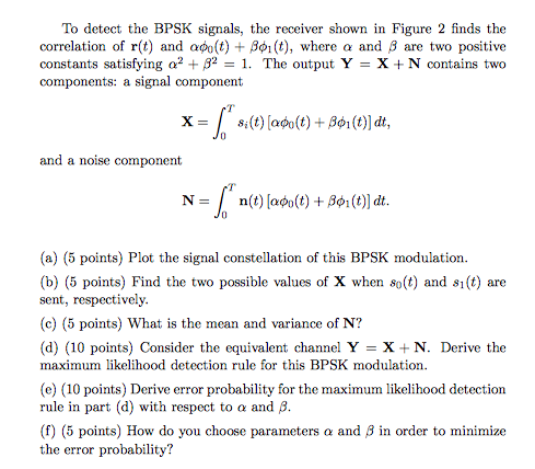 Solved Question 2 40 Points Consider A Bpsk Modulation Chegg