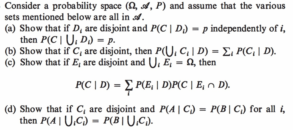 Solved - Consider a probability space (2, 4, P) and assume | Chegg.com