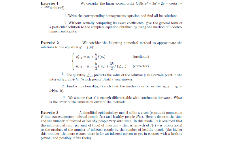 Solved Exercise1 e-3a/2 sinh(r/2) We consider the linear | Chegg.com