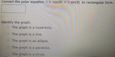Solved Convert the polar equation r = cos(theta) + 5 | Chegg.com