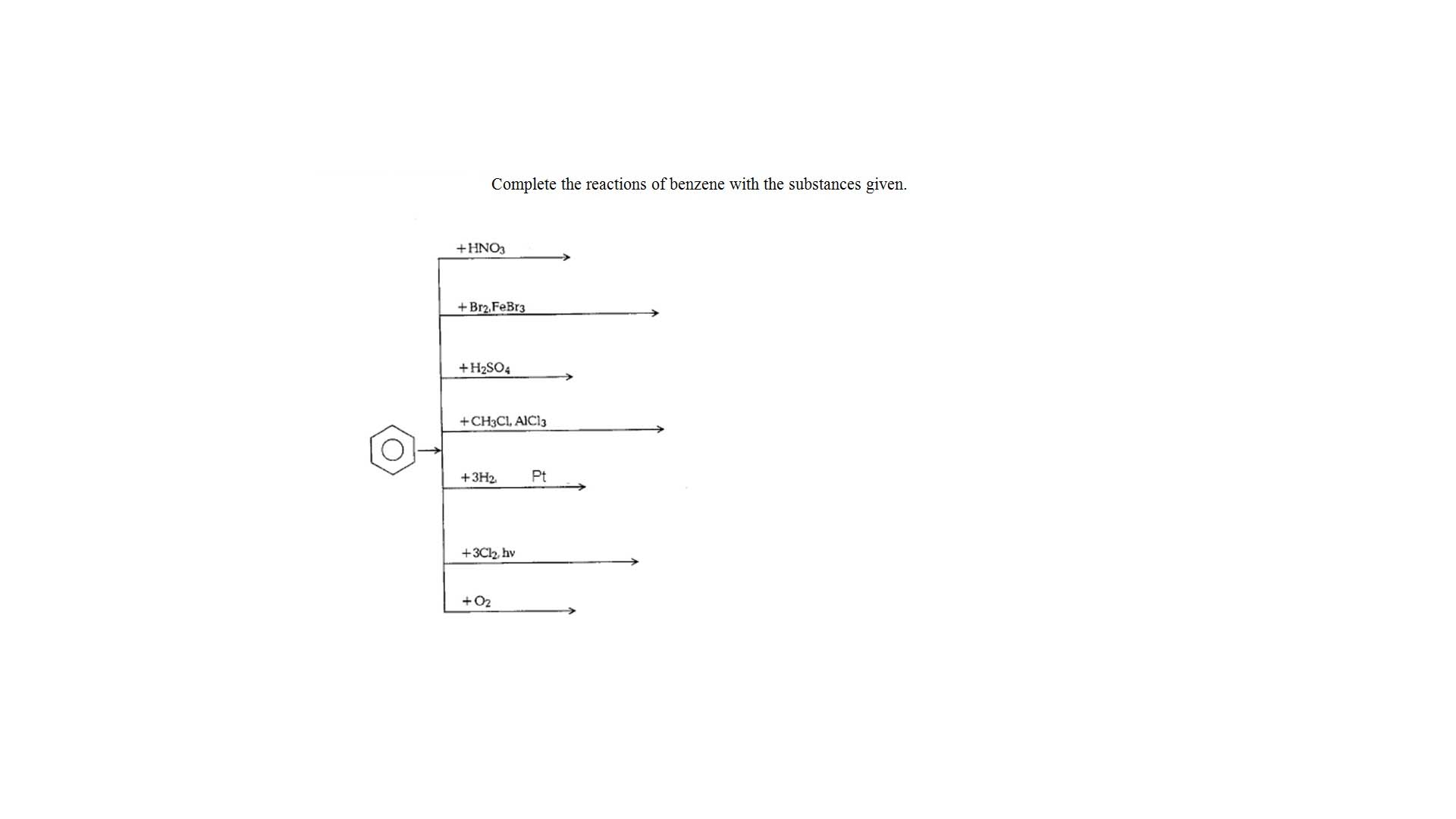 solved-complete-the-reactions-of-benzene-with-the-substances-chegg