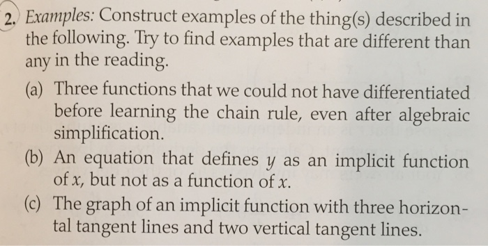 Solved Construct examples of the thing(s) described in the | Chegg.com