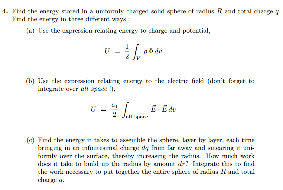 4-find-the-energy-stored-in-a-uniformly-charged-chegg