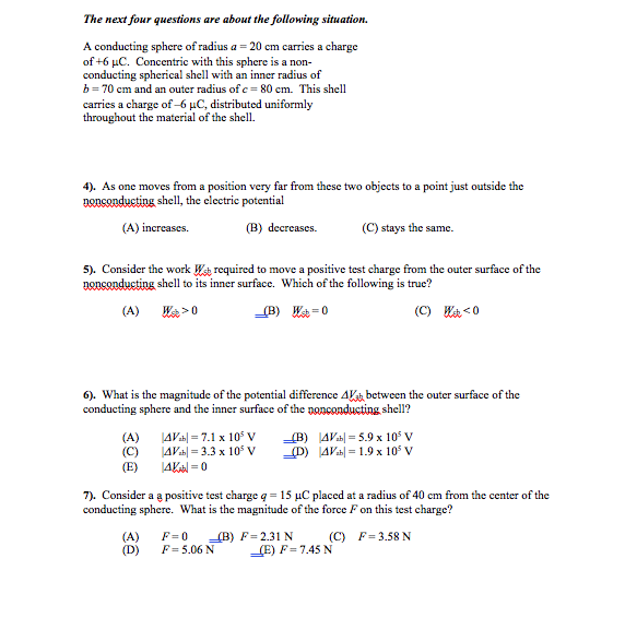 Solved A conducting sphere of radius a = 20 cm carries a | Chegg.com