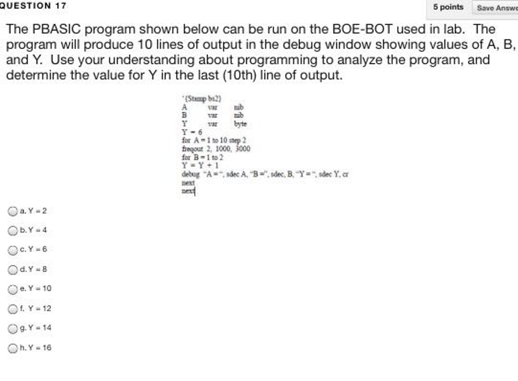The PBASIC program shown below can be run on the | Chegg.com