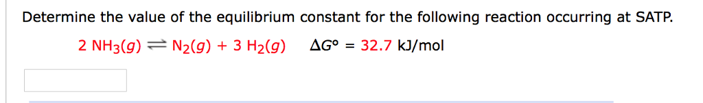 Solved Determine the value of the equilibrium constant for | Chegg.com