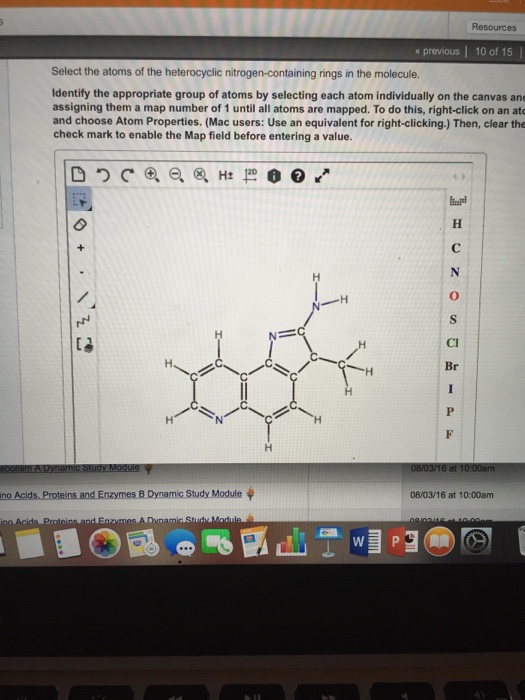 Solved Resources a previous 10 of 15 Select the atoms of the | Chegg.com