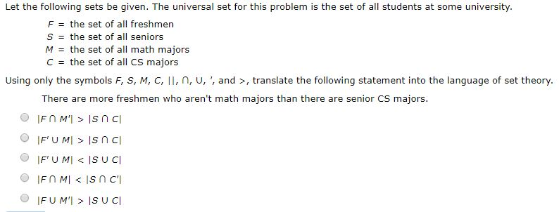 Solved Let The Following Sets Be Given The Universal Set Chegg Solved Let The Following Sets Be Given The Universal Set Chegg