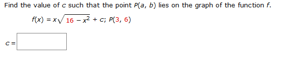 Solved Find the value of c such that the point P(a, b) lies | Chegg.com
