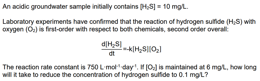 Solved An acidic groundwater sample initially contains [H2S1 | Chegg.com