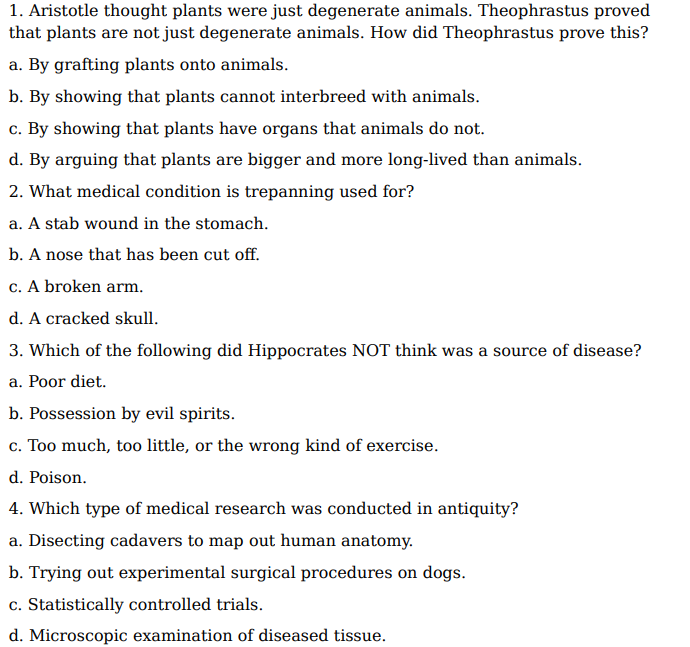 Solved Aristotle thought plants were just degenerate | Chegg.com