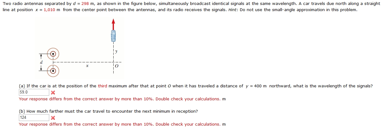 Solved Two Radio Antennas Separated By D=298m, As Shown In | Chegg.com