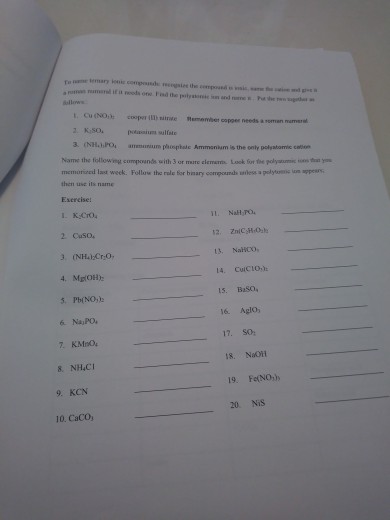 Solved: Worksheet 5 Nomenclature 1 Ionic Compounds Naming | Chegg.com