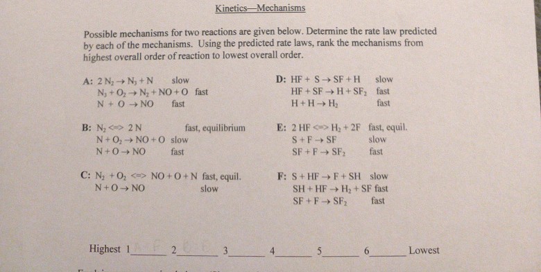 Solved Kinetics-Mechanisms Possible mechanisms for two | Chegg.com