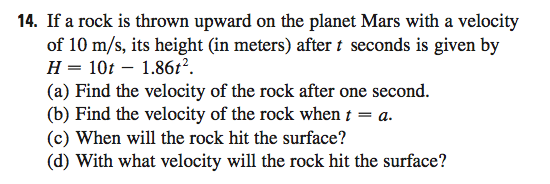 Solved If a rock is thrown upward on the planet Mars with a | Chegg.com