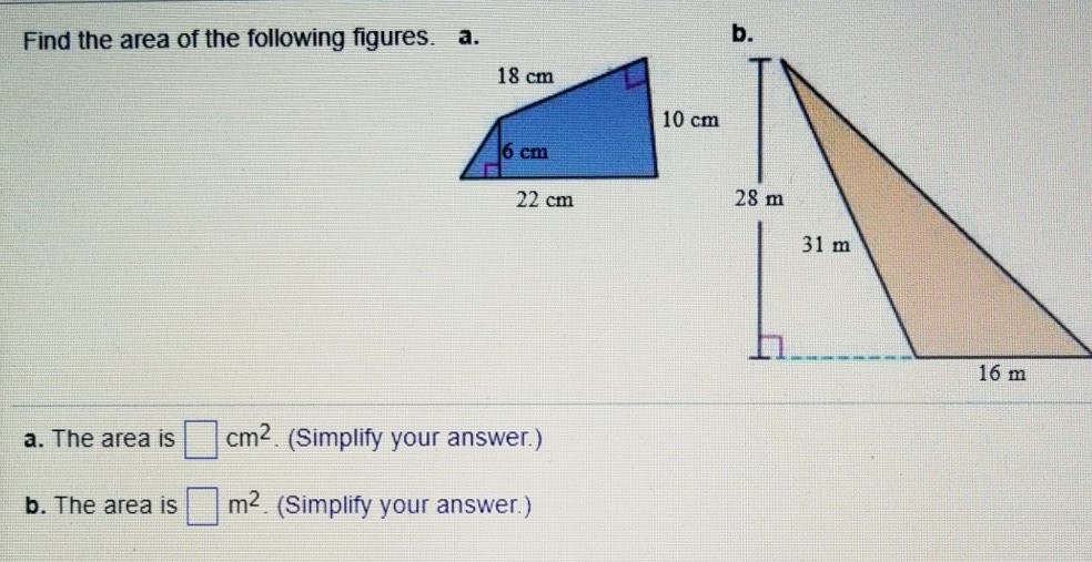 Solved B. A. Find The Area Of The Following Figures. 18 Cm 