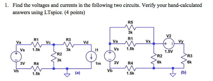 Solved Find the voltages and currents in the following two | Chegg.com