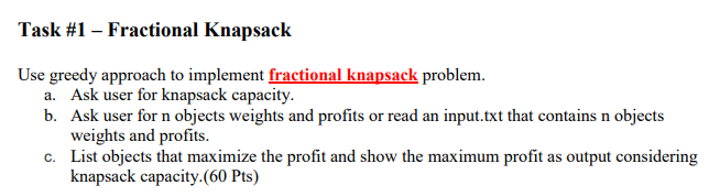 fractional knapsack problem
