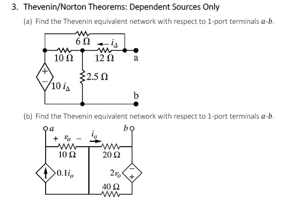 Solved: 3. Thevenin/Norton Theorems: Dependent Sources Onl... | Chegg.com