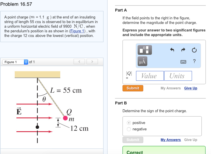 Solved A Point Charge m 1 1 G at The End Of An Chegg
