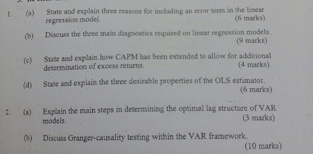 Solved 1 a State And Explain Three Reasons For Including Chegg