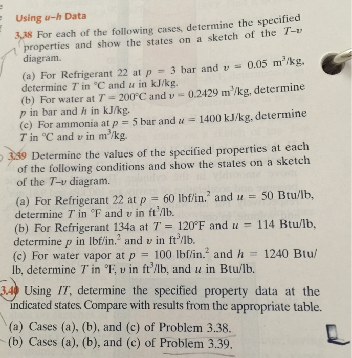 Solved Using U-h Data For Each Of The Following Cases, | Chegg.com