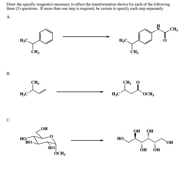 Solved Draw the specific reagent(s) necessary to effect the | Chegg.com