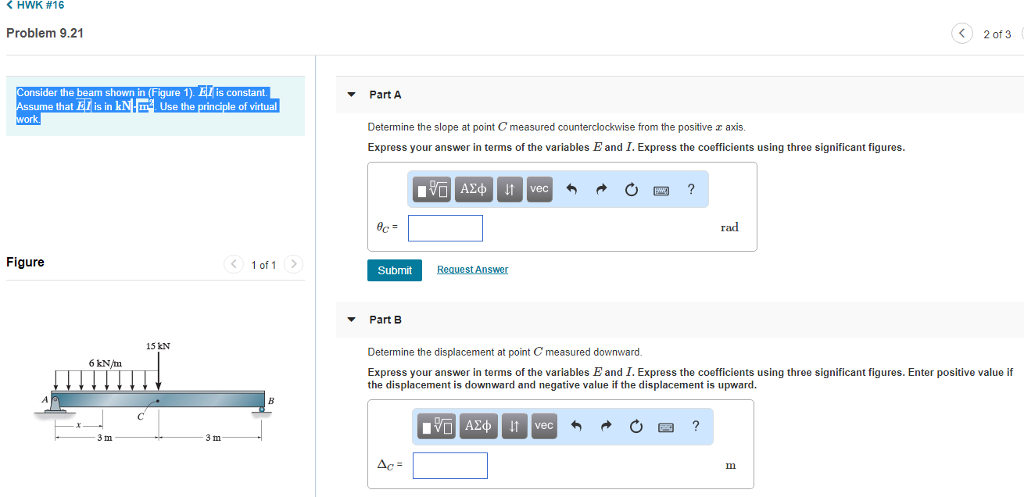 Solved HWK #16 Problem 9.21 2 of 3 Consider the beam shown | Chegg.com