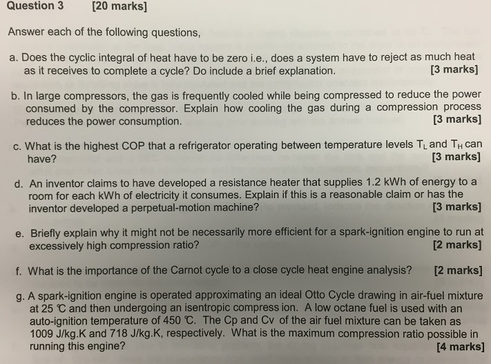 Question 3 [20 marks] Answer each of the following | Chegg.com