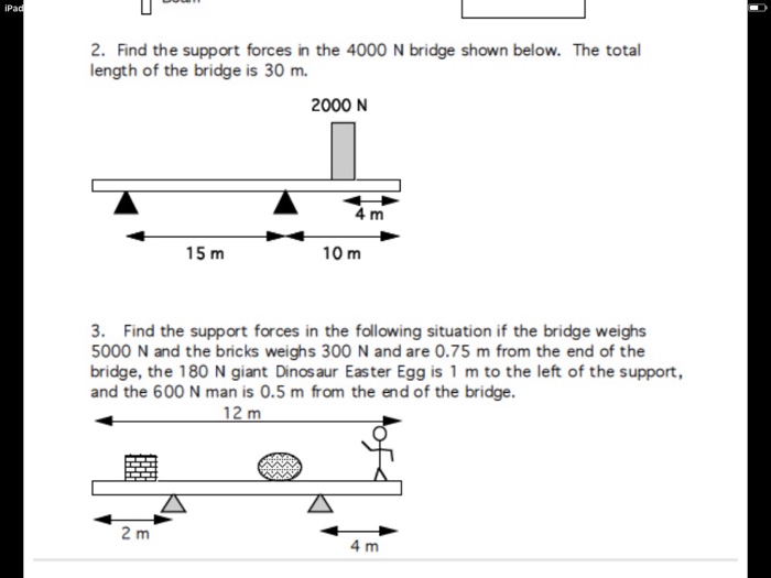 Solved Find the support forces n the 4000 N bridge shown