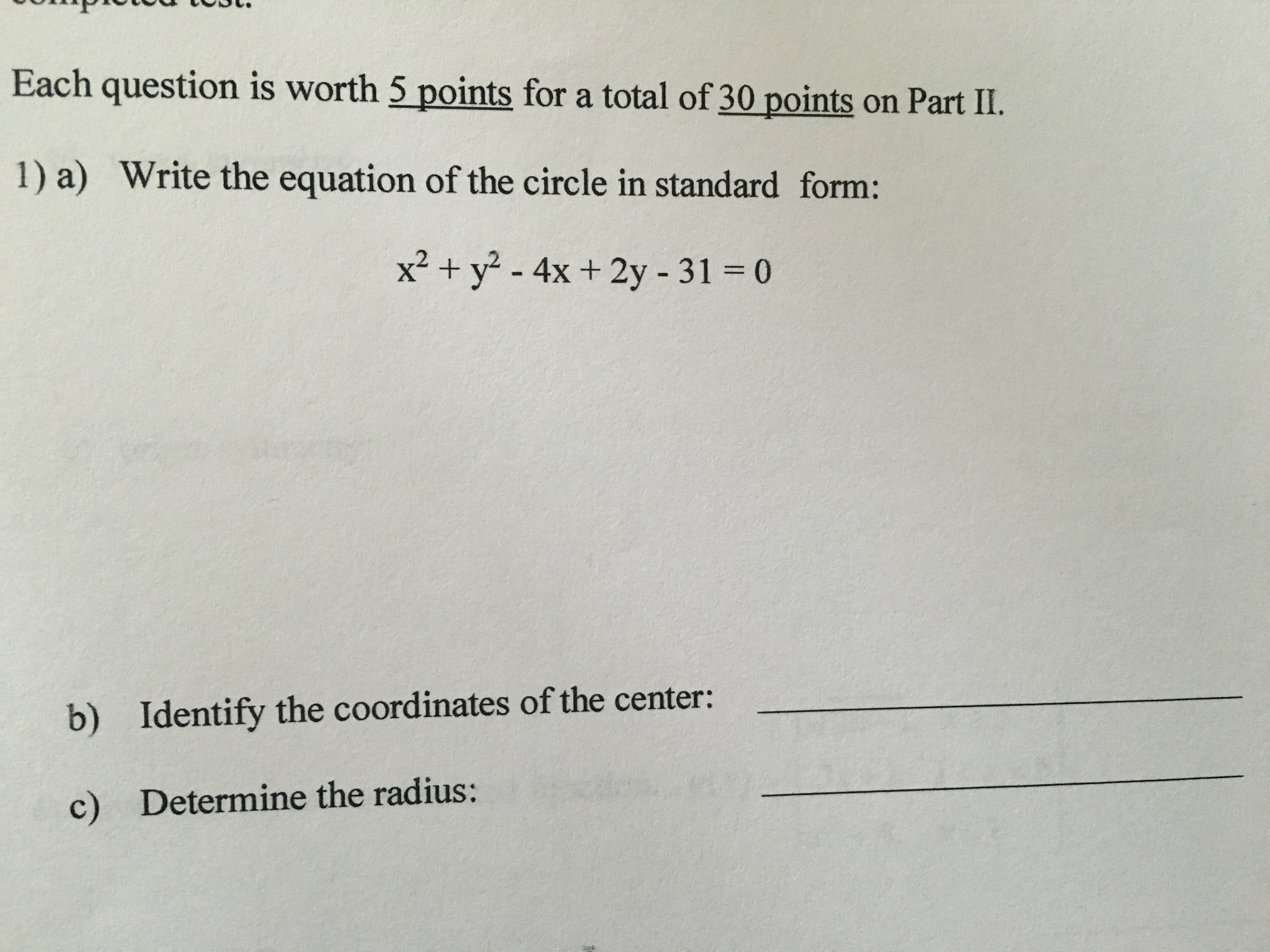 Solved Each question is worth 5 points for a total of 30